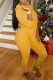 Yellow Casual Solid Patchwork Asymmetrical Hooded Collar Long Sleeve Two Pieces