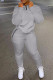 Grey Casual Solid Pocket Zipper Mandarin Collar Long Sleeve Two Pieces