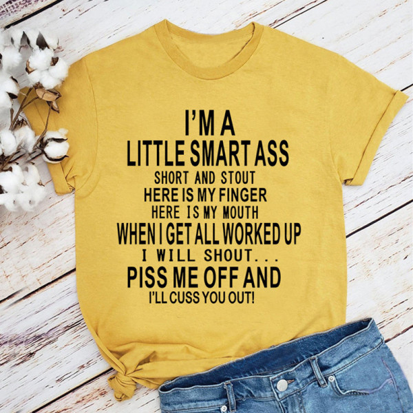 Yellow Fashion Casual Letter Print Basic O Neck T-Shirts
