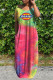Green Fashion Casual Print Tie-dye V Neck Short Sleeve Dress