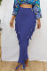 Blue Casual Solid Tassel Patchwork Dresses