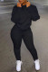 Black Casual Solid Pocket Zipper Mandarin Collar Long Sleeve Two Pieces