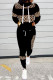 Black Casual Print Leopard Patchwork Turtleneck Long Sleeve Two Pieces
