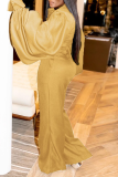 Red Casual Solid Patchwork Turndown Collar Straight Jumpsuits