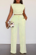 White Casual Solid Patchwork O Neck Sleeveless Two Pieces