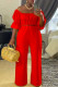 Red Casual Solid Patchwork U Neck Half Sleeve Two Pieces