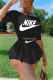 Black Sexy Casual Print Basic Off the Shoulder Half Sleeve Two Pieces