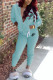 Light Blue Fashion Casual Letter Embroidery Basic Zipper Collar Long Sleeve Two Pieces