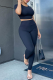 Black Sportswear Solid Patchwork O Neck Short Sleeve Two Pieces