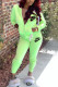 Green Fashion Casual Letter Embroidery Basic Zipper Collar Long Sleeve Two Pieces