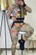 Multi-color Fashion Casual Print Patchwork Hooded Collar Long Sleeve Two Pieces