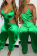 Green Sexy Casual Solid Hollowed Out Backless Spaghetti Strap Regular Jumpsuits pre-sale