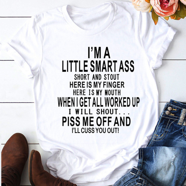 White Fashion Casual Letter Print Basic O Neck T-Shirts