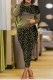 Green Casual Print Leopard Patchwork Zipper Collar Long Sleeve Two Pieces