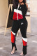 Black Fashion Casual Patchwork Slit Zipper Collar Long Sleeve Two Pieces