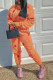 Tangerine Red Casual Print Patchwork O Neck Long Sleeve Two Pieces