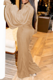 Red Casual Solid Patchwork Turndown Collar Straight Jumpsuits