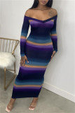 Red Fashion Casual Print Basic V Neck Long Sleeve Dresses pre-sale