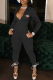 Black Sexy Print Patchwork Turndown Collar Skinny Jumpsuits