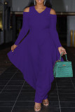 Purple Fashion Casual Solid Basic V Neck Harlan Jumpsuits