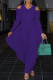Purple Fashion Casual Solid Basic V Neck Harlan Jumpsuits