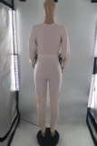 Yellow Casual Solid Draw String O Neck Long Sleeve Two Pieces