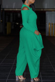 Purple Fashion Casual Solid Basic V Neck Harlan Jumpsuits