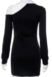 Black Casual Solid Patchwork Turndown Collar Pencil Skirt Dresses