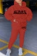 Red Casual Embroidery Patchwork Hooded Collar Long Sleeve Two Pieces