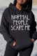 Black Fashion Casual Letter Print Basic Hooded Collar Tops