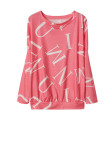 Pink Casual British Style Letter Print Patchwork O Neck Long Sleeve Two Pieces