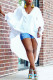 White Fashion Casual Solid Asymmetrical V Neck Tops