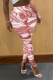 Pink Sexy Patchwork Tie-dye Skinny High Waist Pencil Full Print Bottoms