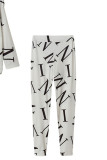 Pink Casual British Style Letter Print Patchwork O Neck Long Sleeve Two Pieces