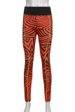 Orange Street Sportswear Print Patchwork Skinny High Waist Pencil Full Print Bottoms