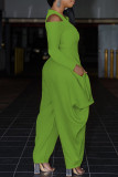 Purple Fashion Casual Solid Basic V Neck Harlan Jumpsuits