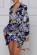 Purple Sexy Print Turndown Collar Shirt Dress Dresses