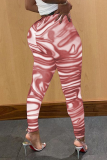 Cyan Sexy Patchwork Tie-dye Skinny High Waist Pencil Full Print Bottoms