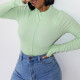 Light Green Fashion Casual Solid Patchwork Half A Turtleneck Tops