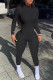 Black Fashion Solid Zipper Turtleneck Skinny Jumpsuits