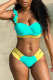 Lake Blue Sexy Solid Patchwork Flounce Swimwears