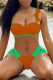 Tangerine Red Sexy Solid Patchwork Flounce Swimwears