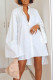 White Casual Solid Patchwork Buckle Turndown Collar Shirt Dress Dresses