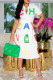 White Fashion Casual Print Basic Turndown Collar Short Sleeve Dress