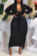 Black Sexy Solid Patchwork V Neck Long Sleeve Two Pieces