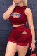 Red Casual Sportswear Print Patchwork O Neck Sleeveless Two Pieces