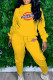 Yellow Fashion Casual Print Basic Turtleneck Long Sleeve Two Pieces