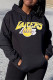 Black Fashion Casual Letter Print Basic Hooded Collar Tops