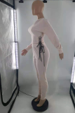 Yellow Casual Solid Draw String O Neck Long Sleeve Two Pieces