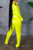 Yellow Casual Solid Patchwork Zipper Collar Long Sleeve Two Pieces